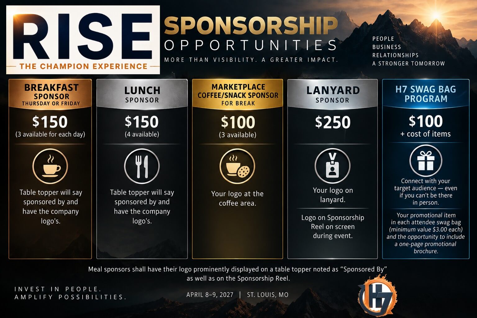 RISE 27 other sponsor opportunities
