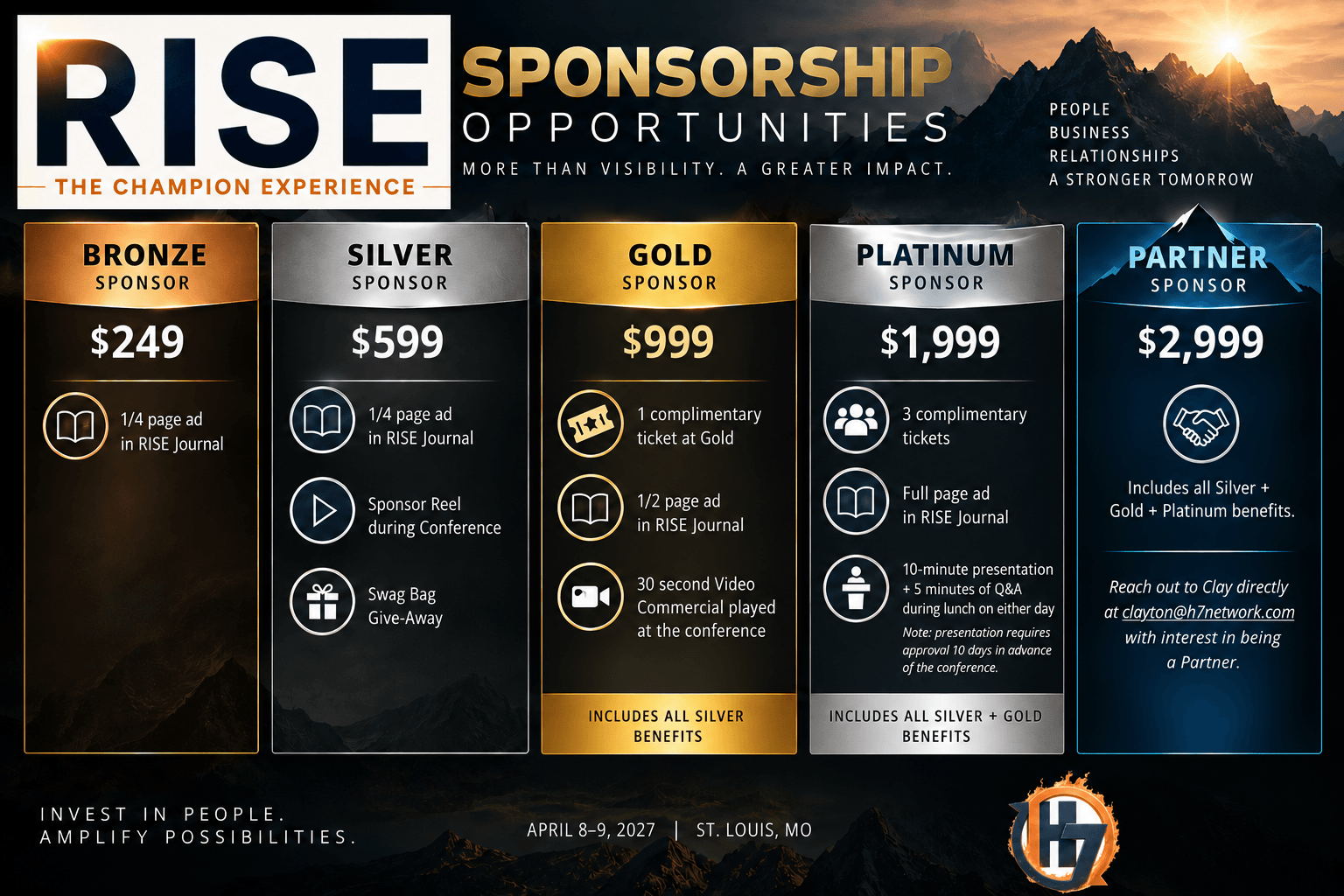 RISE 27 main sponsorship opportunities